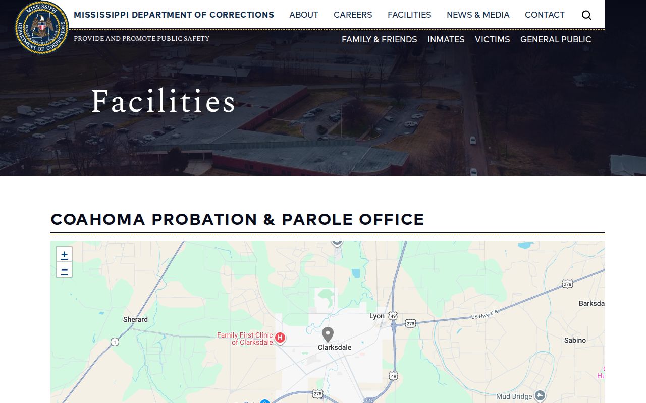 Official Coahoma County probation and parole office listing