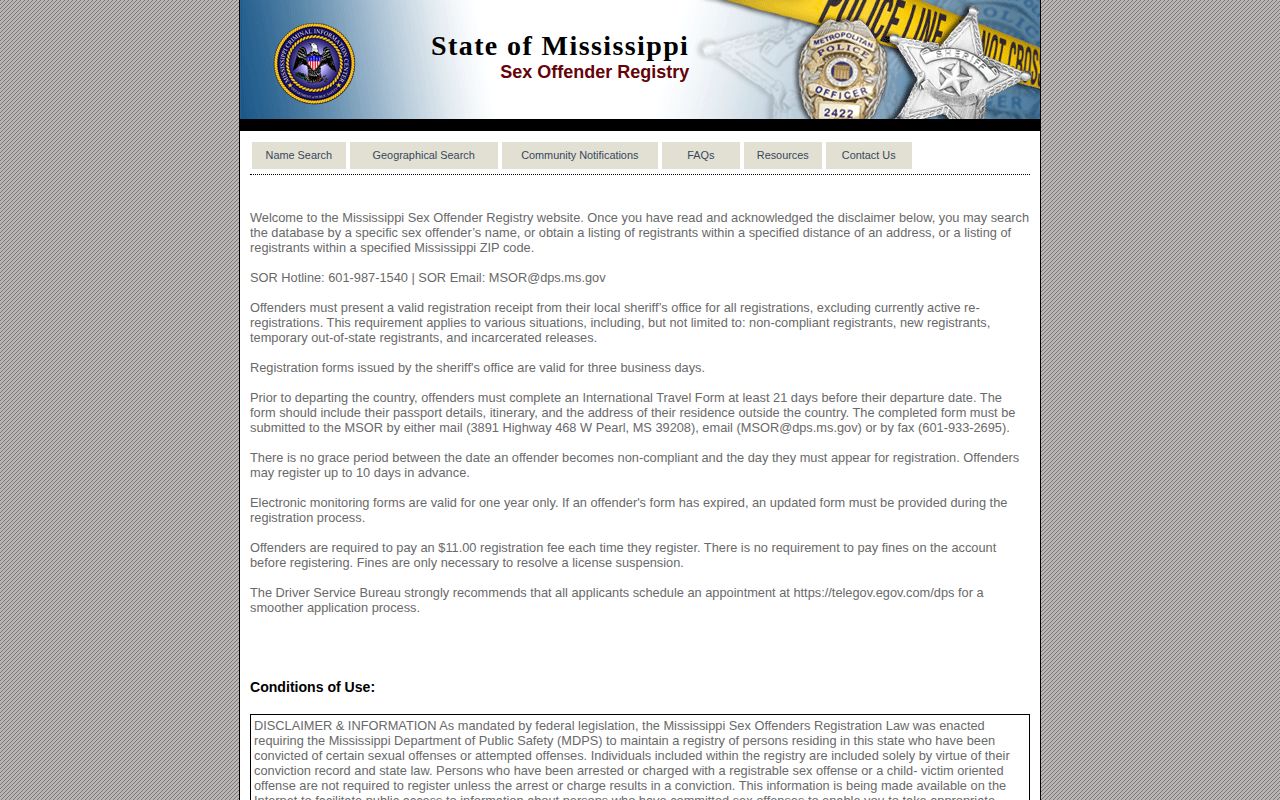 Mississippi registry limits for Coahoma County released inmate searches